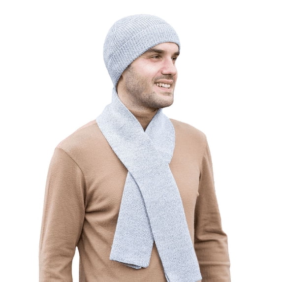 SAOL Mens Wool Ribbed Knit Aran Scarf Soft and Super Warm Muffler from Ireland