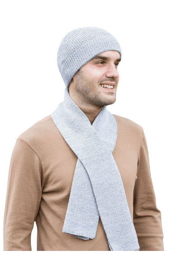 Mens Wool Ribbed Knit Aran Scarf Soft and Super Warm Muffler from Ireland