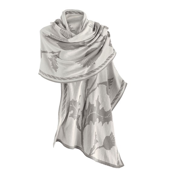 SAOL Scottish Thistle Shawl Ruana for Women, 100 % Egyptian Cotton Large Scarf