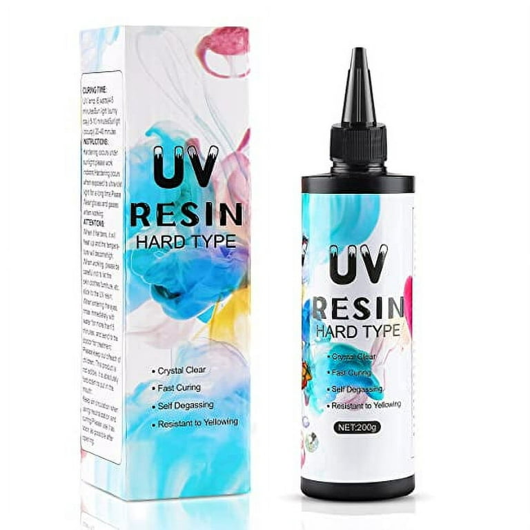 UV Resin Crystal Clear Hard Type - Upgraded 200g Ultraviolet Fast Curing UV  Epoxy Resin for Jewelry Making Craft Decoration, Hard Transparent Glue