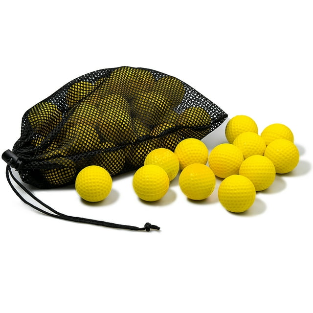SAPLIZE 12 Pack Foam Golf Practice Balls, Realistic Feel and Limited Flight, Soft for Indoor or Outdoor Training, Yellow