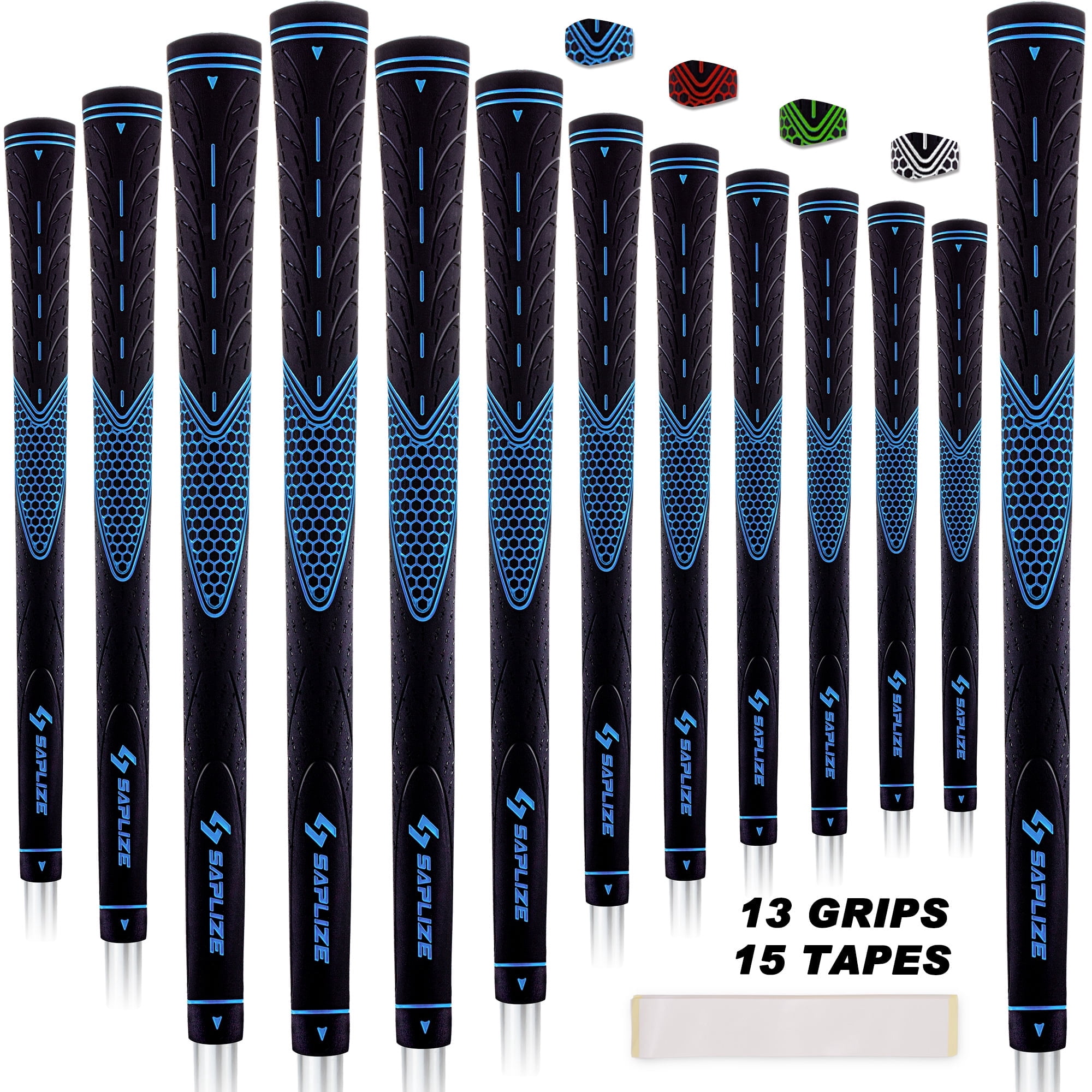 SAPLIZE 13 Blue Oversize Golf Grips with 15 Tapes, Non-slip Rubber Golf Club Grips