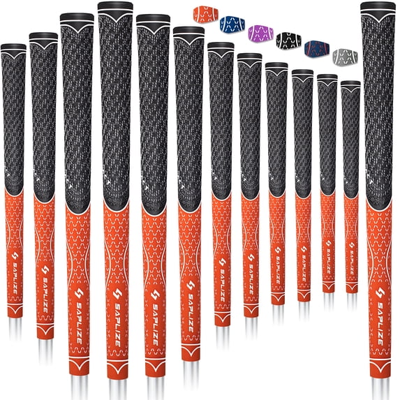 SAPLIZE 13 Golf Grips, Midsize, Multi-compound Hybrid Golf Club Grips, Red Color