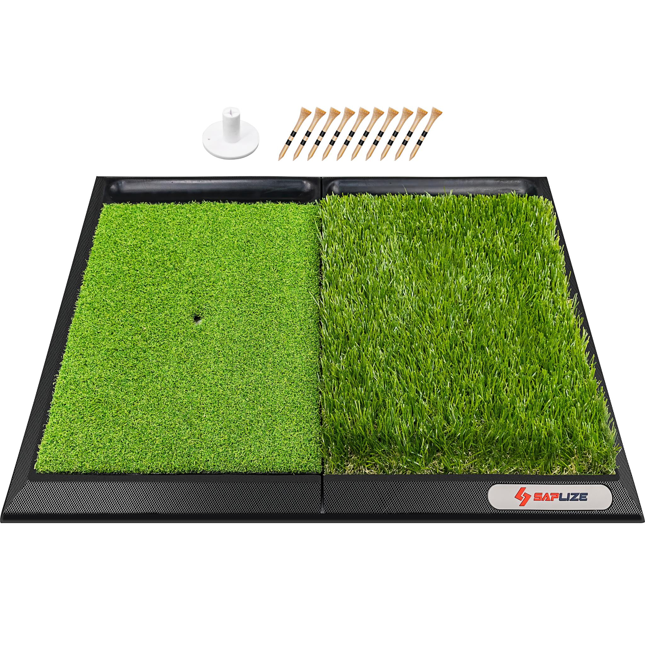 "SAPLIZE Golf Hitting Mat (25""x17"") with Ball Tray & Base, 2in1