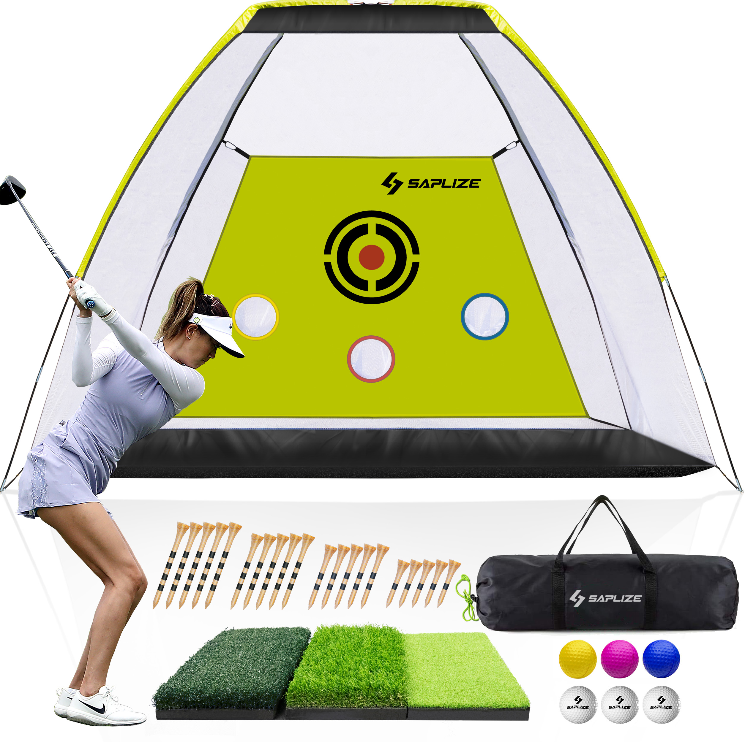 ZENSTYLE 10x7ft Portable Golf Net Hitting Net Practice Driving Indoor