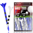 thumbnail image 1 of SAPLIZE Plastic Golf Tees Pack of 50(2-3/4"&3-1/4" Available) Reduces Friction & Side Spin 4 Prongs Plastic Tees, Mixed, 1 of 7