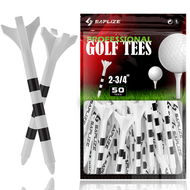 SAPLIZE Plastic Golf Tees Pack of 50 2-3/4 inches Reduces Friction & Side Spin 4 Prongs Plastic Tees, White Color