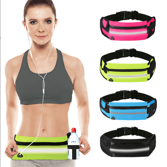SAPLIZE Sports Waist Pack for Runners, Fanny Pack for women men Belt Bag Running Belt with Headphone Hole, Fits 6-inch Mobile Phones, Waterproof and Shock-Absorbing