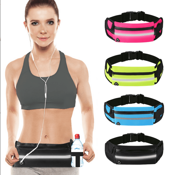 SAPLIZE Sports Waist Pack for Runners, Fanny Pack for women men Belt Bag Running Belt with Headphone Hole, Fits 6-inch Mobile Phones, Waterproof and Shock-Absorbing