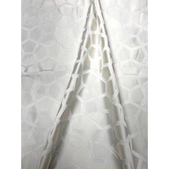 SAPPHIRE Jacquard Fabric, 118 Inch. in Width, White / Sample 3x3 Inch