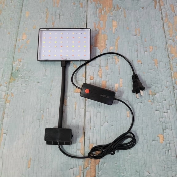 SAQXK Aquarium Lights, Clip-on LED Aquarium Light, Full Spectrum Fish Tank Light with Adjustable Gooseneck, Timer & Dimmable Aquatic Plant Grow Light for Small Fish Tank