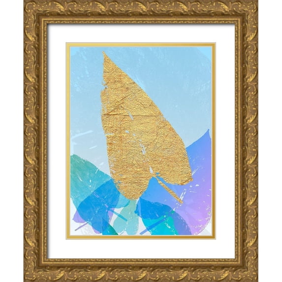 SARA Design 12x14 Gold Ornate Wood Framed with Double Matting Museum Art Print Titled - Goldnes Sommerblau I