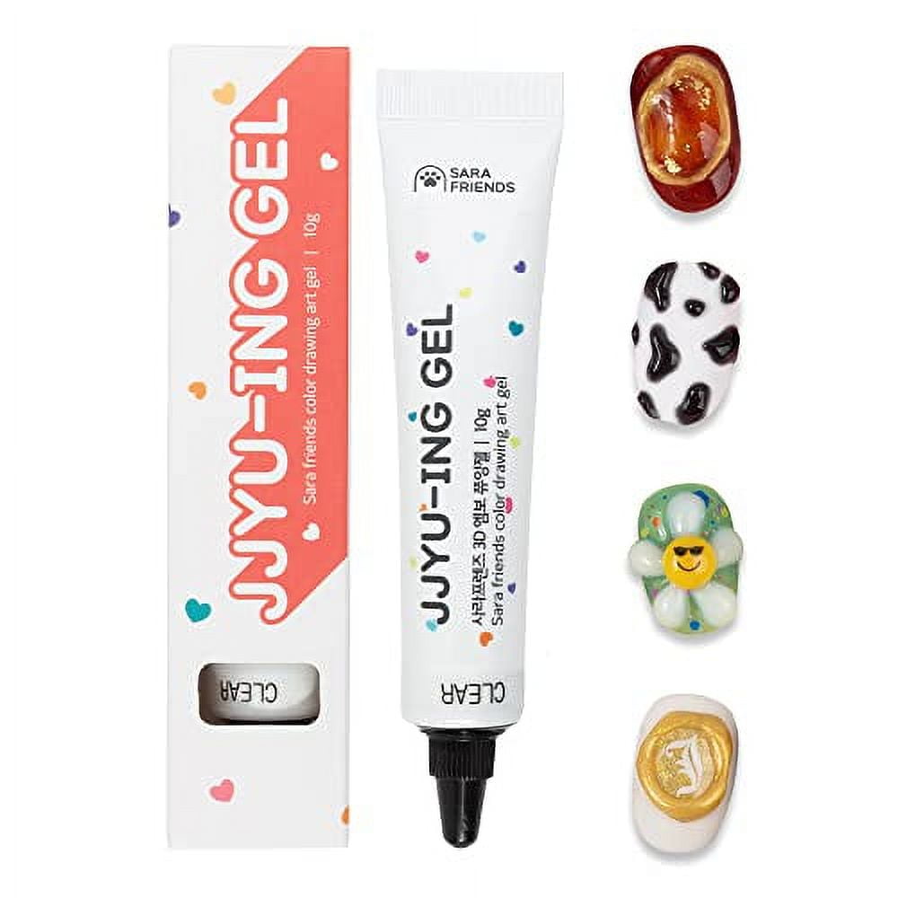 SARA FRIENDS 3D Embossing JJYUING Gel for Nail Art, Clear 10g(0.35oz