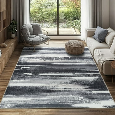 SARAG 5'x7' Area Rug for Living Room, Washable Indoor Non-Slip Carpet for Bedroom Dining Room Office Kids Room Nursery,Black Gray
