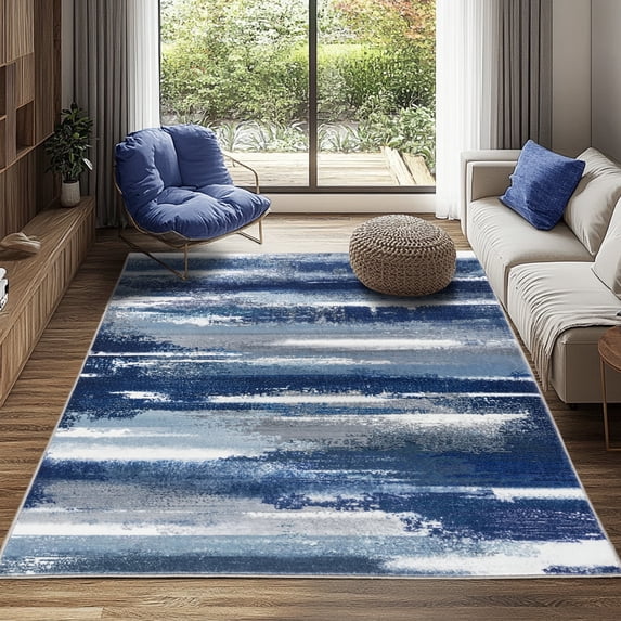 SARAG 5'x7' Area Rugs for Living Room,Machine Washable Non-Slip Modern Indoor Carpet for Bedroom Dining Room Office Farmhouse,Blue Gray
