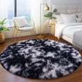thumbnail image 1 of SARAG 5x5ft Round Area Rug for Bedroom,Fluffy Circle Rugs for Living Room Kids Room,Home Decor Shaggy Carpet Fuzzy Plush Rug for Nursery Room,Tie-dye Black and White, 1 of 8