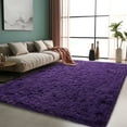 SARAG 5x7ft Fluffy Rug for Living Room,Dark Purple Shaggy Soft Area Rug