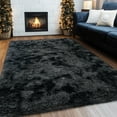 thumbnail image 1 of SARAG 8x10 Large Fluffy Rug, Minimalist Non-Slip Shaggy Carpet for Living Room Dining Room Kids Room,Tie-Dye Black and Gray, 1 of 7