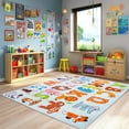 thumbnail image 1 of SARAG Children's Rug Animal Alphabet Rug, Educational Learning Rug, For Children's Play Area Alphabet Rug for Bedroom Playroom Nursery, Blue, 3x4 Feet, 1 of 8