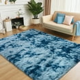 thumbnail image 1 of SARAG Fluffy Rug for Living Room,4x6 Tie-Dye Peacock Blue Modern Minimalist Home Decor Carpet for Bedroom Childrens Room Nursery, 1 of 7