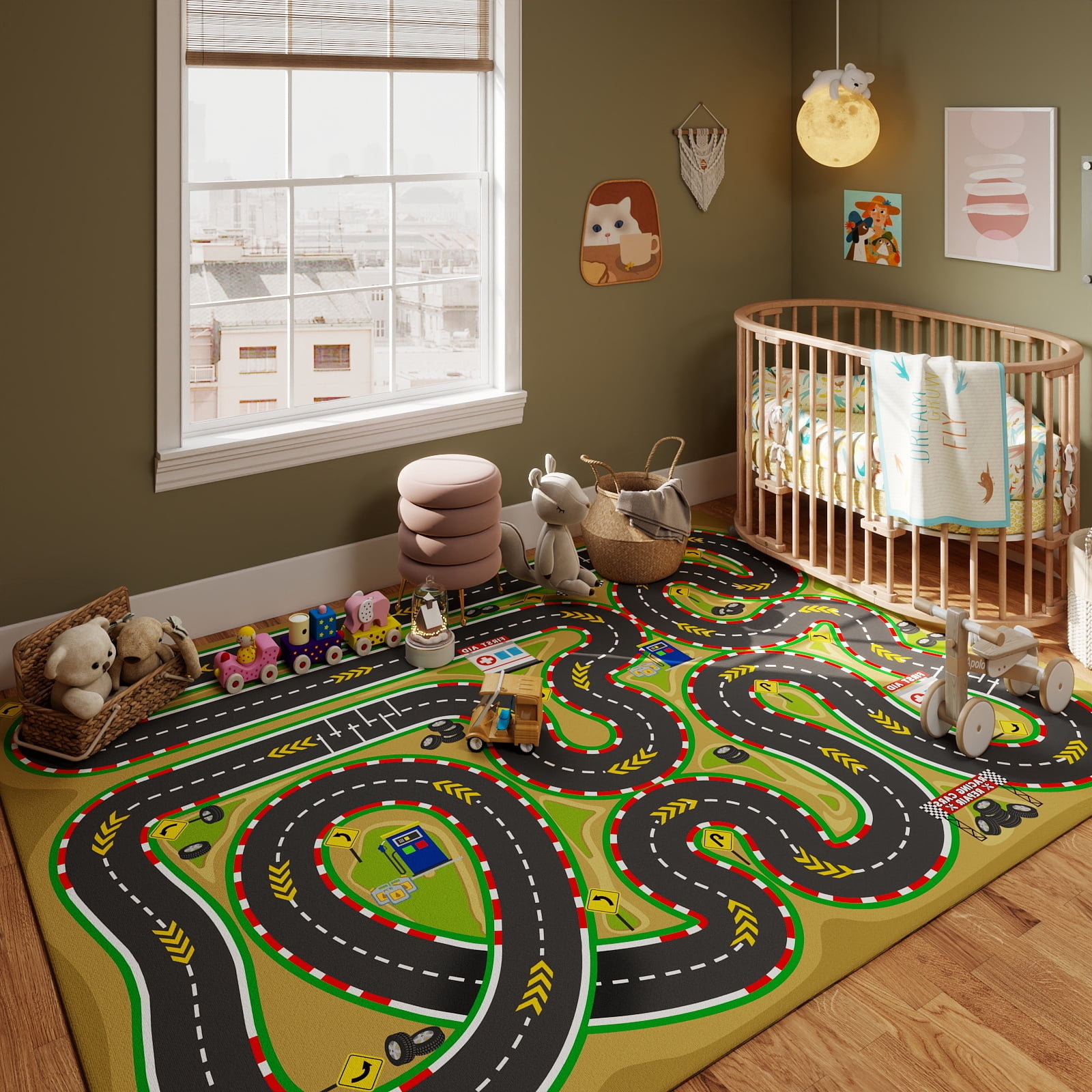 SARAG Kids' Car Track Rug Play Area Rug Ideal for Playrooms