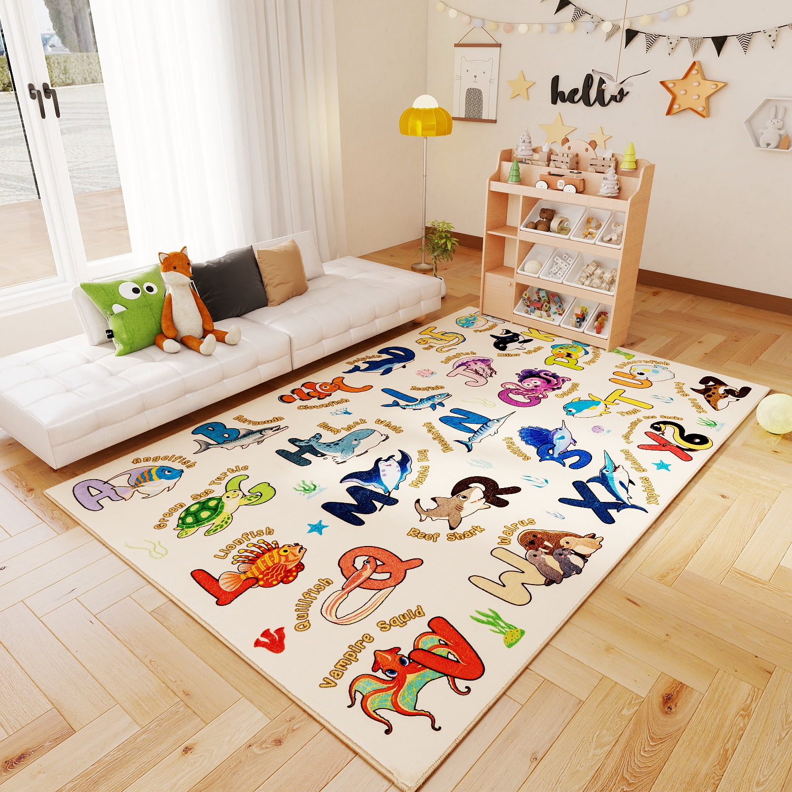Animal Abc Rug SARAG Ocean Animals Alphabet Children's Rug — Educational Play Mat for ...