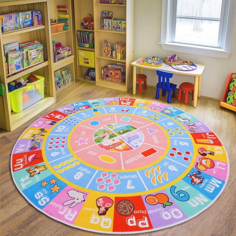 SARAG Play Rugs Playroom Mat With Colorful Pattern Letter Shape Season ...