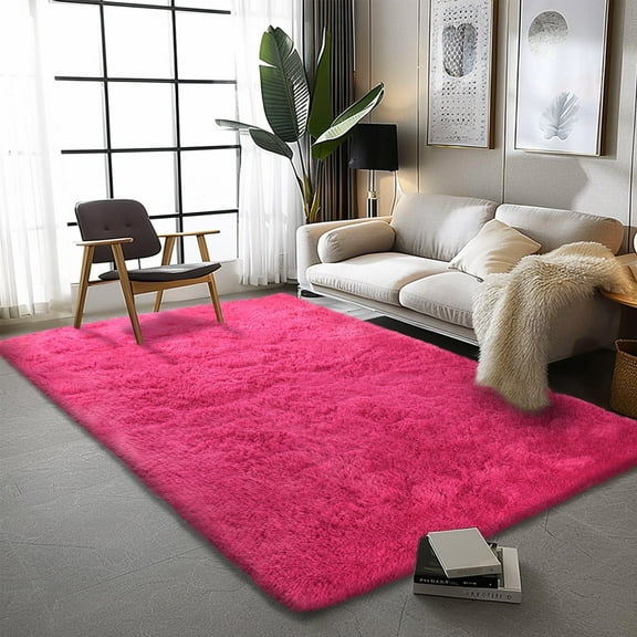 SARAG Rugs for Bedroom Living Room,Fluffy Bedroom Carpet,Soft Shaggy Modern Floor Rug for Kids Boys Girls Room, Plush Fuzzy Dorm Rug for Home Decor Aesthetic, 4x6ft, Pink