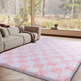 thumbnail image 1 of SARAG Rugs For Living Room Bedroom, 5x7ft White And Pink Checkered Area Rug, Fluffy Soft Washable Carpet, Modern Non-Slip Shag Carpets For Dorm Decor Aesthetic, Nursery, Playroom, 1 of 9