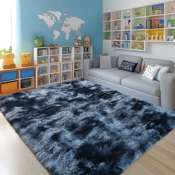 SARAG Rugs for Living Room, 6'x9'Soft Fluffy Area Rug for Bedroom,Indoor Home Carpet for Living Room,Tie-dye blue-gray