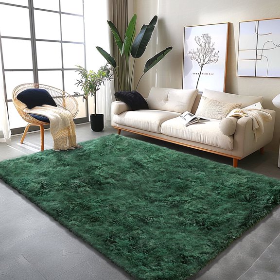 SARAG Shag Area Rug,6X9ft Green Plush Fuzzy Rugs for Living Room,Ultra Soft Fluffy Furry Rugs for Bedroom, Indoor Nursery Carpet for Kids Room Home Decor