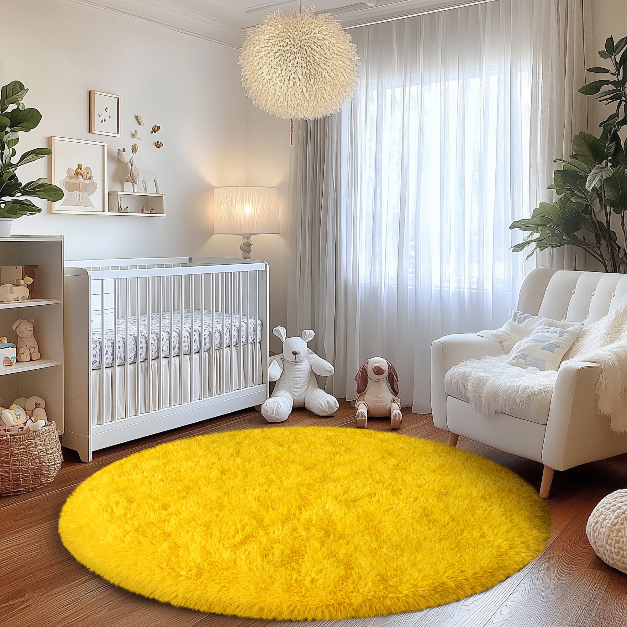 SARAG Soft Fluffy Round Area Rugs for Bedroom Kids Room Plush Shaggy ...