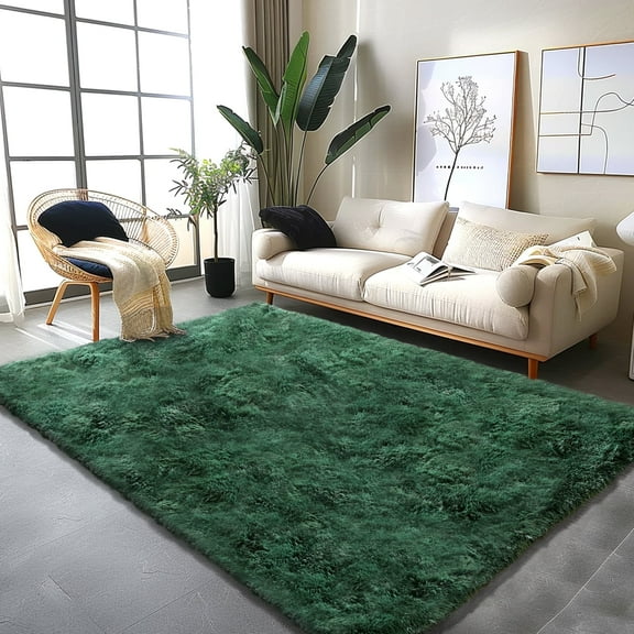SARAG Super Fluffy Rug,5x7Ft Modern Plush Throw Rug for Kids Room,Soft and Cozy Plush Carpet for Kids,Girls Boys and Teens Decorations for Living Room Dorm Nursery Classroom,Green
