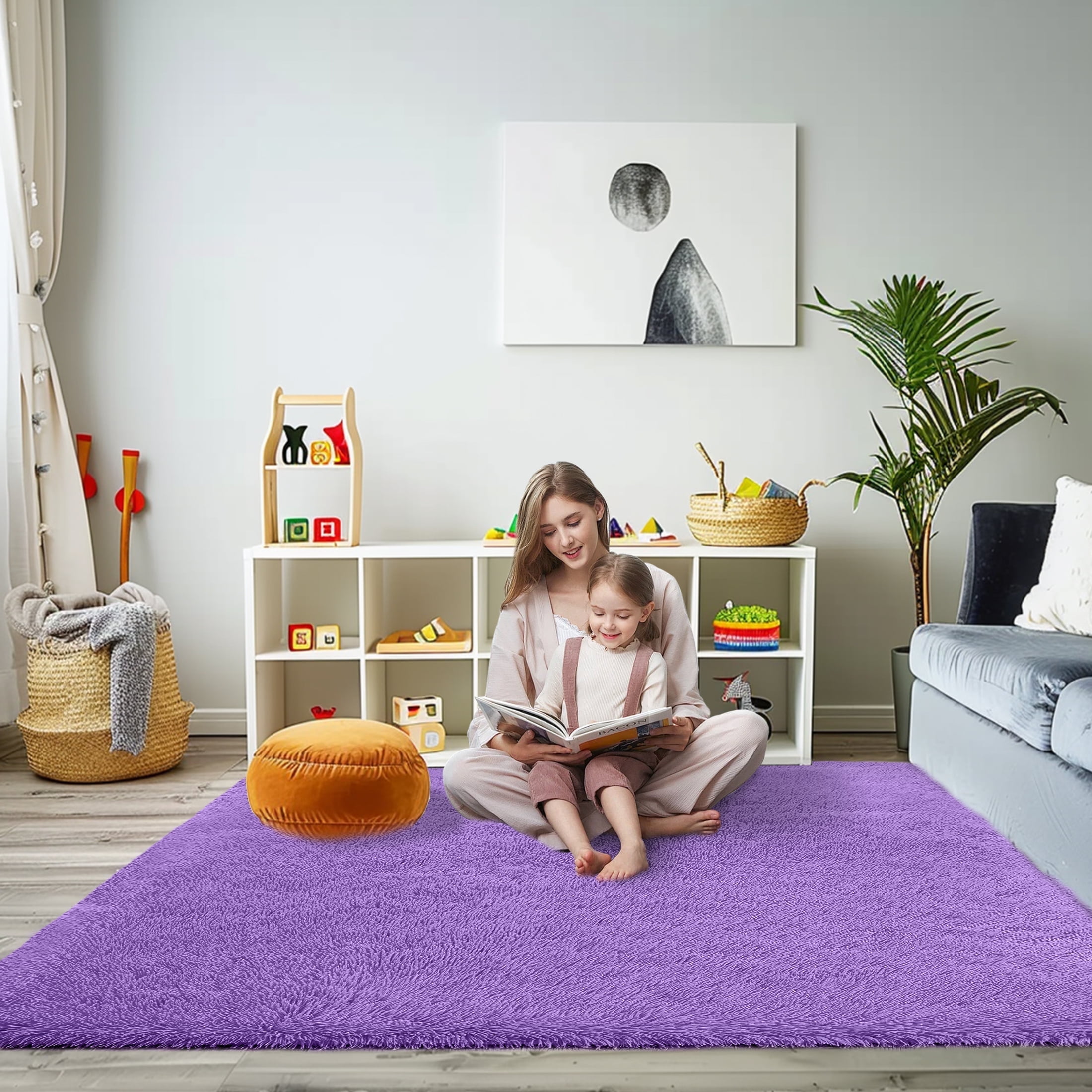 SARAG Super Fluffy Rug for Bedroom, 5x7 Modern Plush Throw Rug for Kids ...