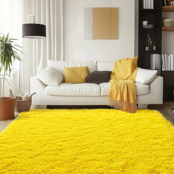 SARAG Super Soft Fluffy Carpets,Shaggy Area Rug for Living Room Girls Kids Room Decor, Non-Slip Indoor Floor Rug, 6x9ft Yellow