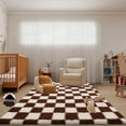 thumbnail image 1 of SARAG Super Soft Rug For Bedroom, 5x7ft Off-White And Brown Checkerboard Pastel Carpet Area Rug Classic Checkered Shaggy Soft Fluffy Rug Fuzzy Carpet For Living Room Bedroom Dorm Home Decor, 1 of 9