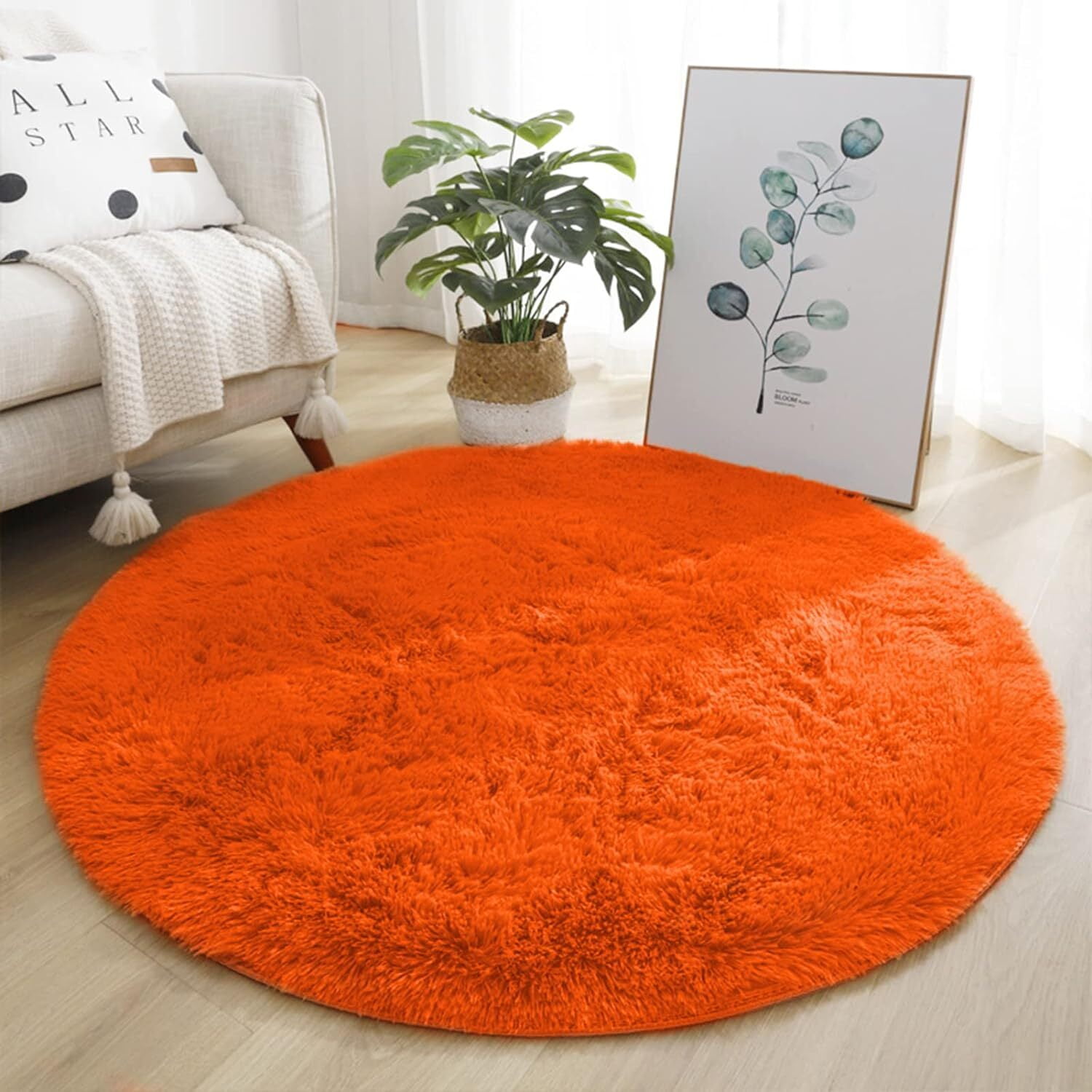 SARAG 8ft large Rug for Bedroom,Super Fluffy Circle Rugs for Baby