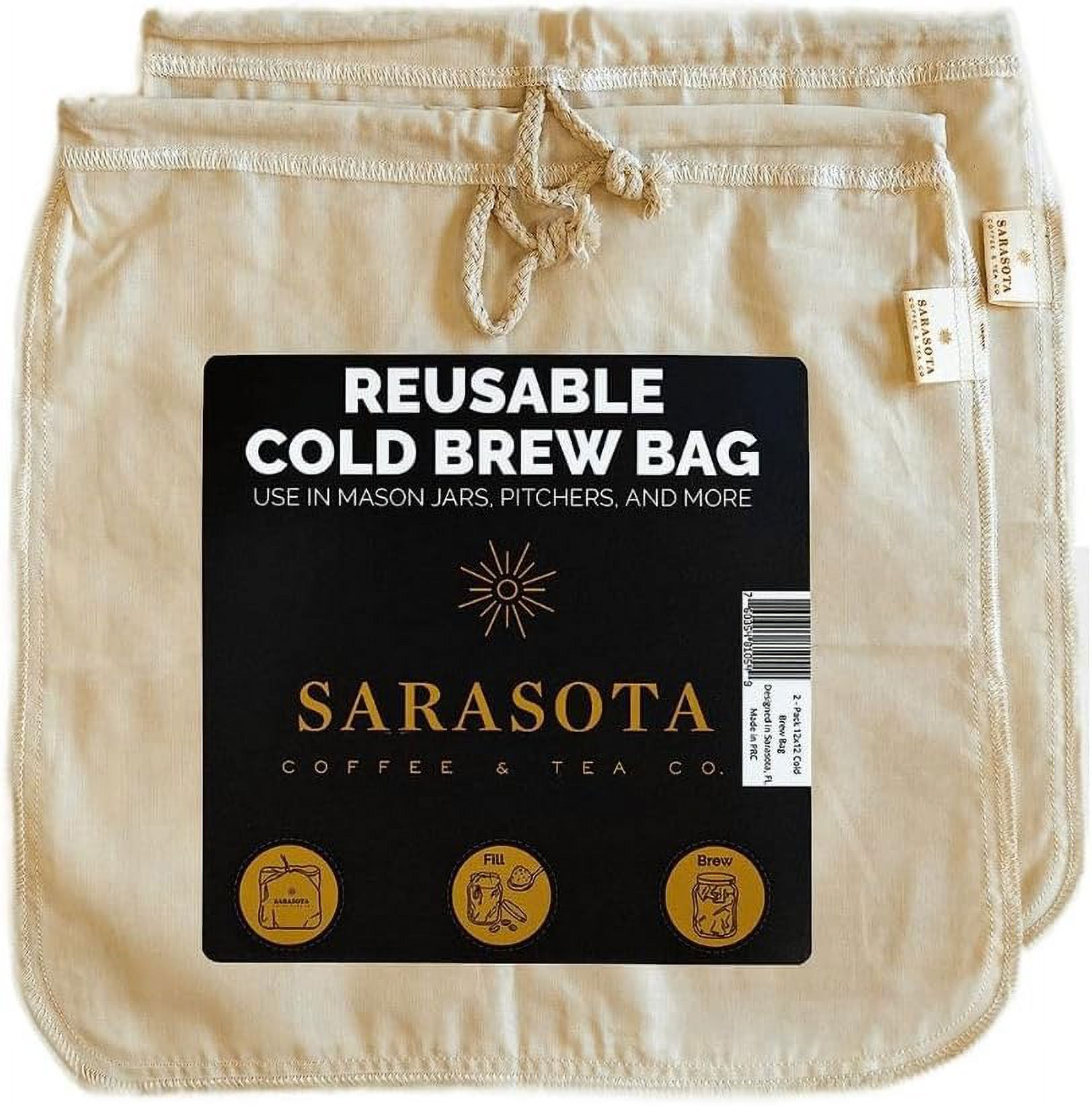 SARASOTA COFFEE Cold Brew Filter Bag, Reusable Cold Brew Filter for