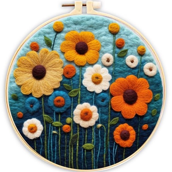 SARBUTER Needle Felting Kits, DIY Wool Felt Starer Needle Felting Kits for Beginners ，Suitable for Giftware Home Decoration (Colorful Flowers)