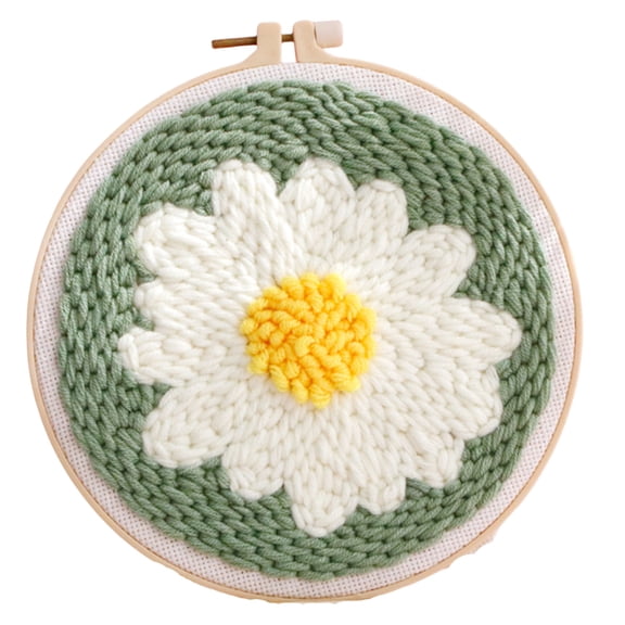 SARBUTER Punch Needle Kit, Punch Needle Embroidery Kits for Adults Beginners,with Printed Fabric, 4-Position Adjustable Poking Needle for Starter Embroidery Tool Kit for Art Crafts (White Flowers)
