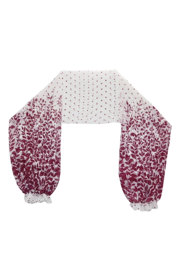 UV Protection Sleeves Shawls for Women's Lightweight Chiffon Capes Printed Shoulder Arm Cover Summer Protecition (Wine Red)