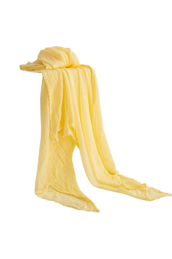 Women Lightweight Gauze Linen Feeling Scarf，Solid Colour Sun Protection Shawl Wraps for Spring Summer Essential (Bright Yellow)