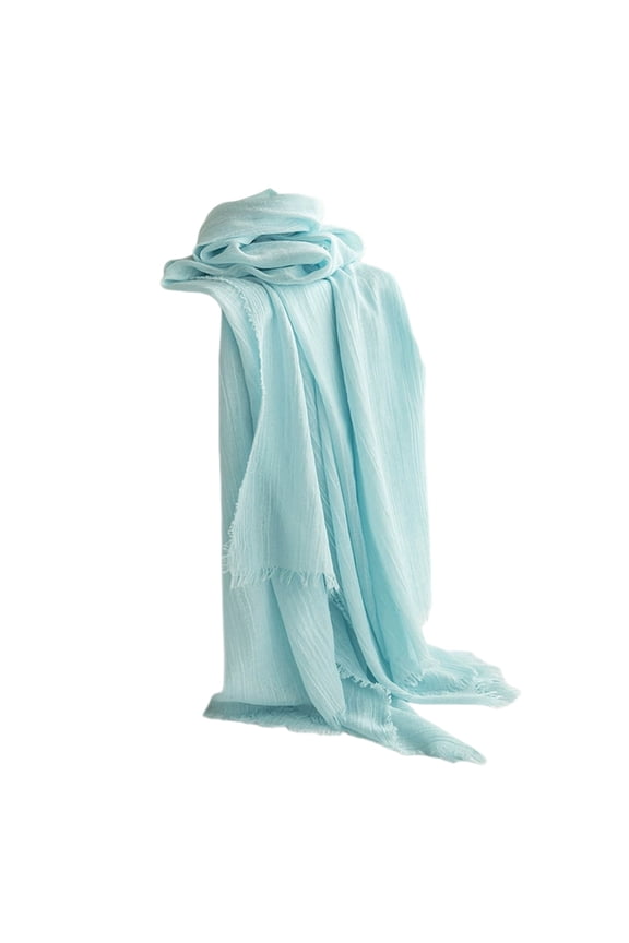 Women Lightweight Gauze Linen Feeling ScarfSolid Colour Sun Protection Shawl Wraps for Spring Summer Essential (Mint Green)