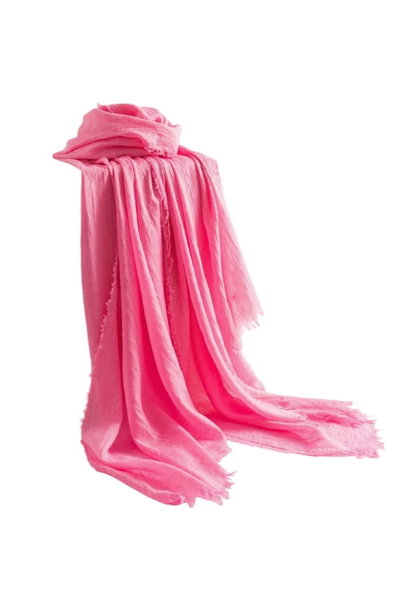 Women Lightweight Gauze Linen Feeling ScarfSolid Colour Sun Protection Shawl Wraps for Spring Summer Essential (Pink)