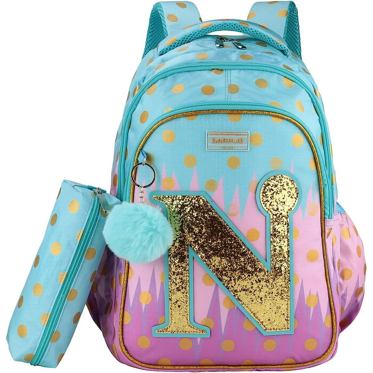 SARHLIO Kids Backpack Sequin Letter N 16 for Girls with Pencil Case  Rainbow Bookbag Durable Water Resistant School Backpack for Elementary  School Outdoor Travel(BPK36N) 