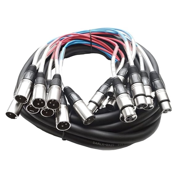 - SARLX-8x25 - 8 Channel XLR Snake Cable - 25 Feet Long - Pro Audio Snake for Live Live, Recording, Studios, and Gigs - Patch, Amp, Mixer, Audio Interface 25'