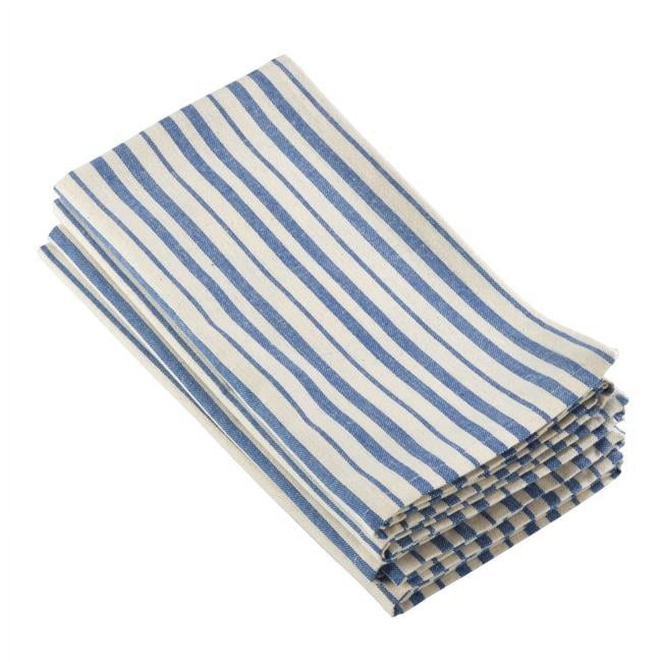 Dauphine Blue Striped Cotton Dinner Napkins, Set of 4, 20"