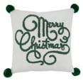 thumbnail image 1 of SARO  12 in. Square White Merry Christmas Poly-Filled Throw Pillow, 1 of 1