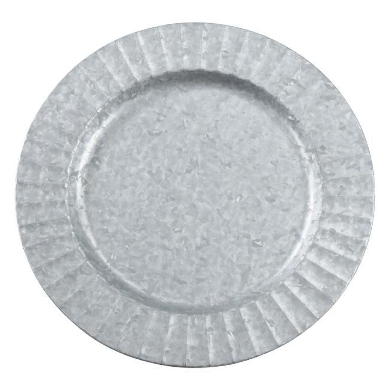 Ruffled Galvanized Metal 13" Round Charger Plates, Set of 4
