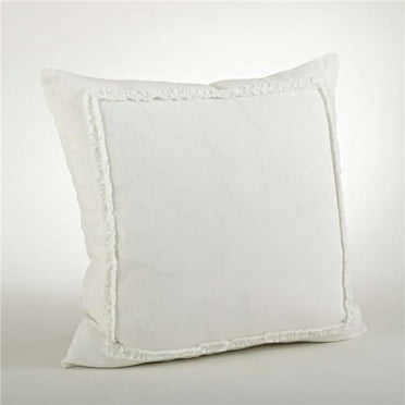 SARO 13036.I20S 20 in. Square Linen Ruffled Design Throw Pillow - Ivory
